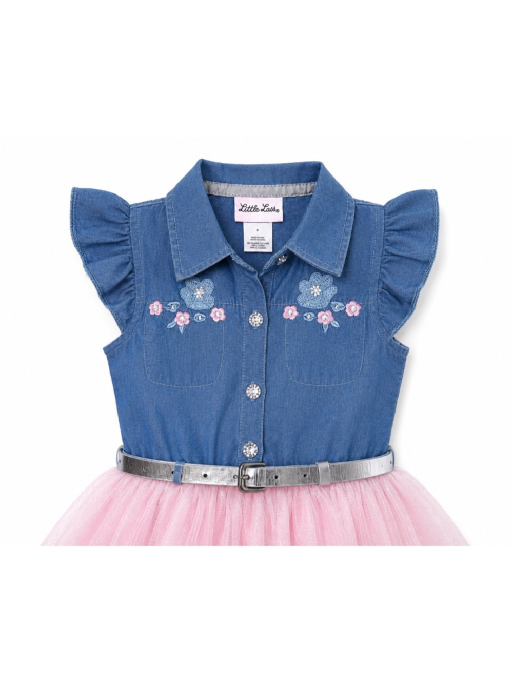 Little Lass Toddler Girls Sleeveless Denim & Pink Tulle Tutu Dress – Size 6 - Picture 7 of 7